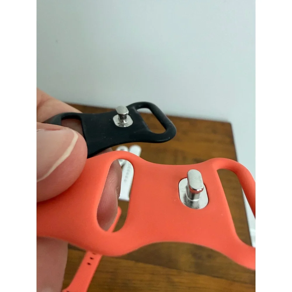Set of 3 Silicone Sport Bands for Apple Watch Black White Coral Pink S/M